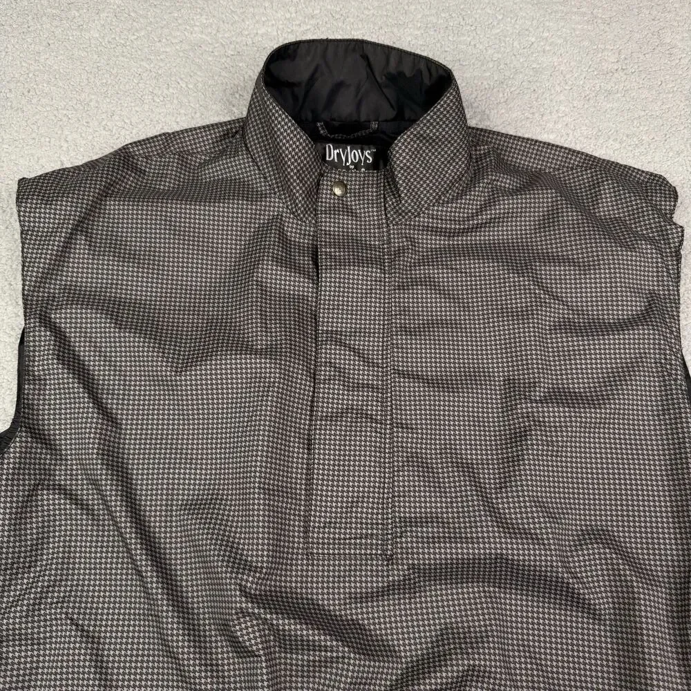 FootJoy‎ DryJoys Golf Vest Mens Large Black Houndstooth 1/4 Zip Windproof Jacket
